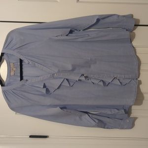 Ann Taylor Loft ruffle front no collar blouse - size XL